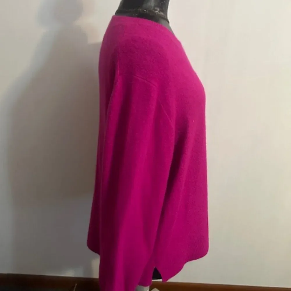 J. Crew Hot Magenta Pink Extra Soft crew neck sweater, size XXL